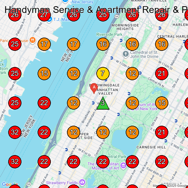 Handyman Service & Apartment Repair & Property Maintenance & Electrician & Plumber & Painter | Vlad Can Fix Anything In NYC GeoGrid visibility map for Property Maintenance in New York